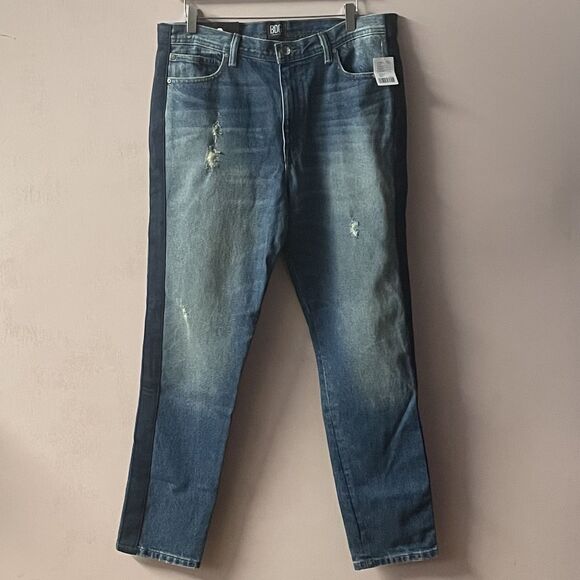 Urban Outfitters BDG Men's Faux Suede Side Slim Medium Wash Blue Jeans Sz 34 NWT - Picture 1 of 14